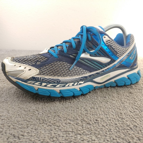 Brooks Glycerin 10 Women Size 10 Running Shoes White Blue Silver 1201121B489 - Picture 6 of 12